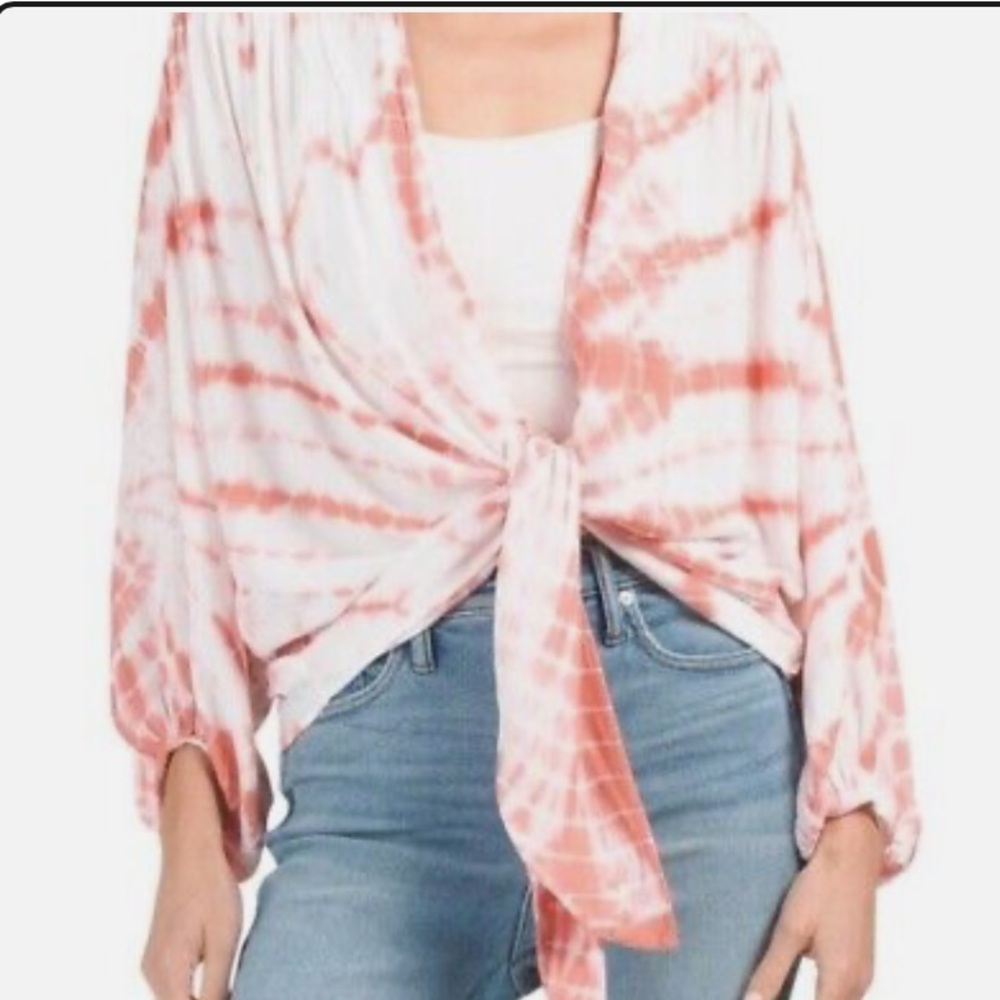 Young Fabulous & Broke Pink Tie-Dye Front-Tie Blouse